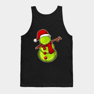 Dabbing Tennis Snowman Christmas T-Shirt Xmas Pajama Tank Top